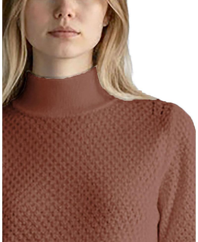 Women's Organic Cotton Diamond Stitch Mock Neck Sweater