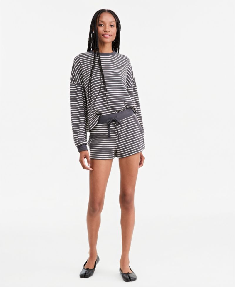 Women's Stripe Lounge Waffle-Knit Shorts
