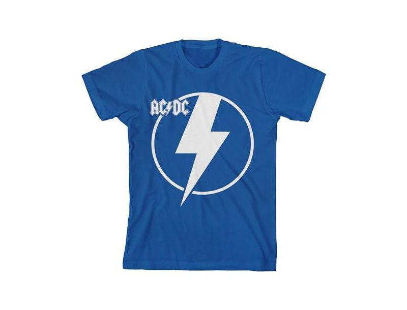 ACDC Thunderbolt Icon Crew Neck Short Sleeve Royal Blue Boy's T-shirt-Large