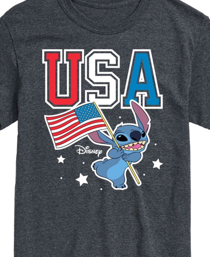 Men's Disney Lilo Stitch USA Flag Short Sleeve T-Shirt