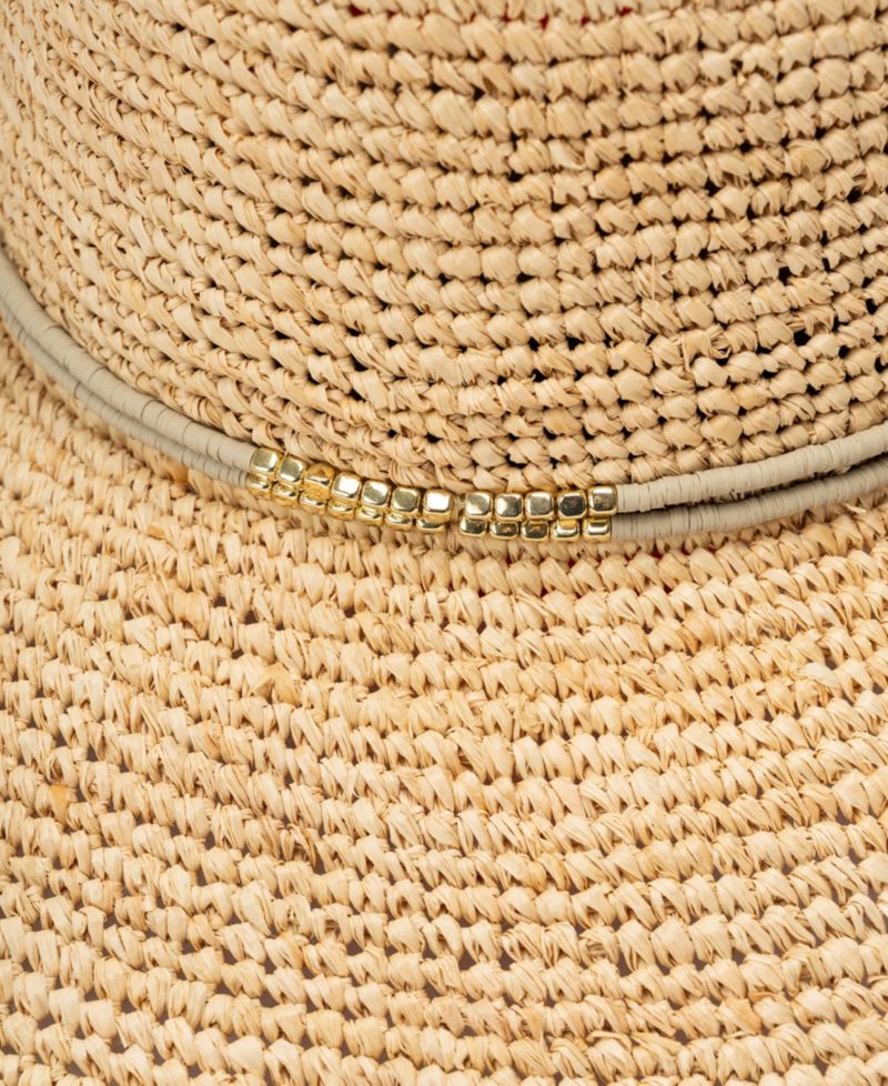 Raffia Face Saver Bead Trim Sun Hat