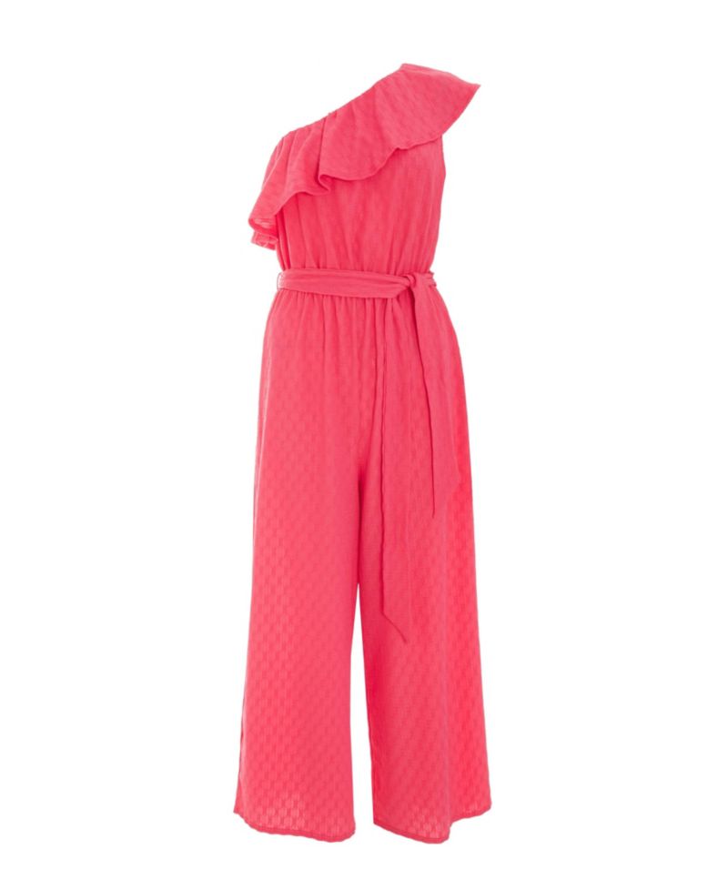 Women's Textured One Shoulder Culotte Jumpsuit