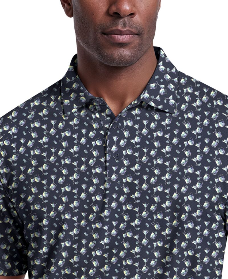 Men's Ombre Cocktail Print Short-Sleeve Polo Shirt