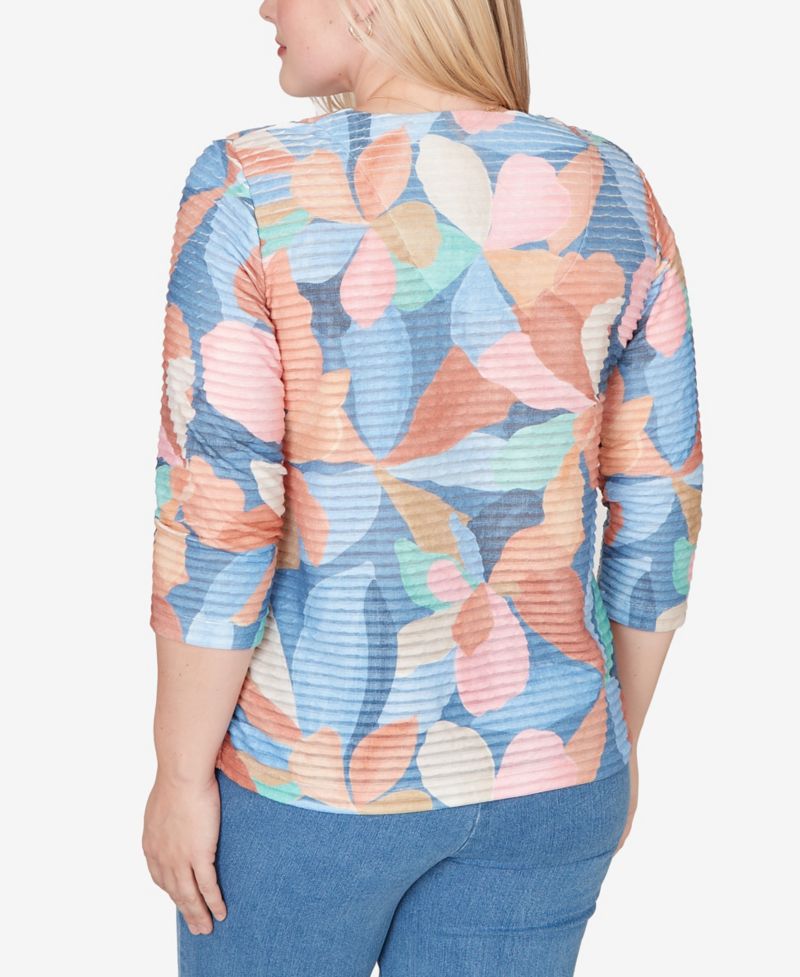 Petite Beachcomber Abstract Floral V-Neck Top