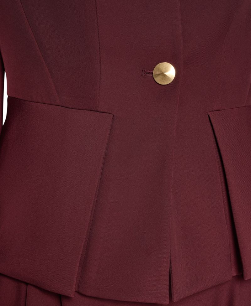 Women's Petite Collarless Peplum Blazer