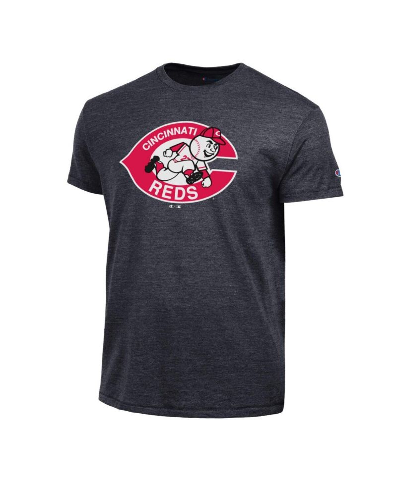 Men's Black Cincinnati Reds Cooperstown Logo Tri-Blend T-Shirt