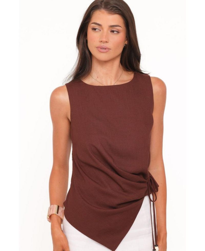 Women's Heloise Boat-Neck Sleeveless Side-Tie Blouse