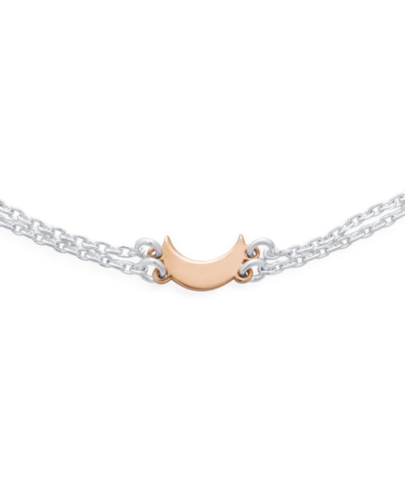 Moon and Stars Anklet Charm Bracelet Double Strand Rose Gold Sterling Silver