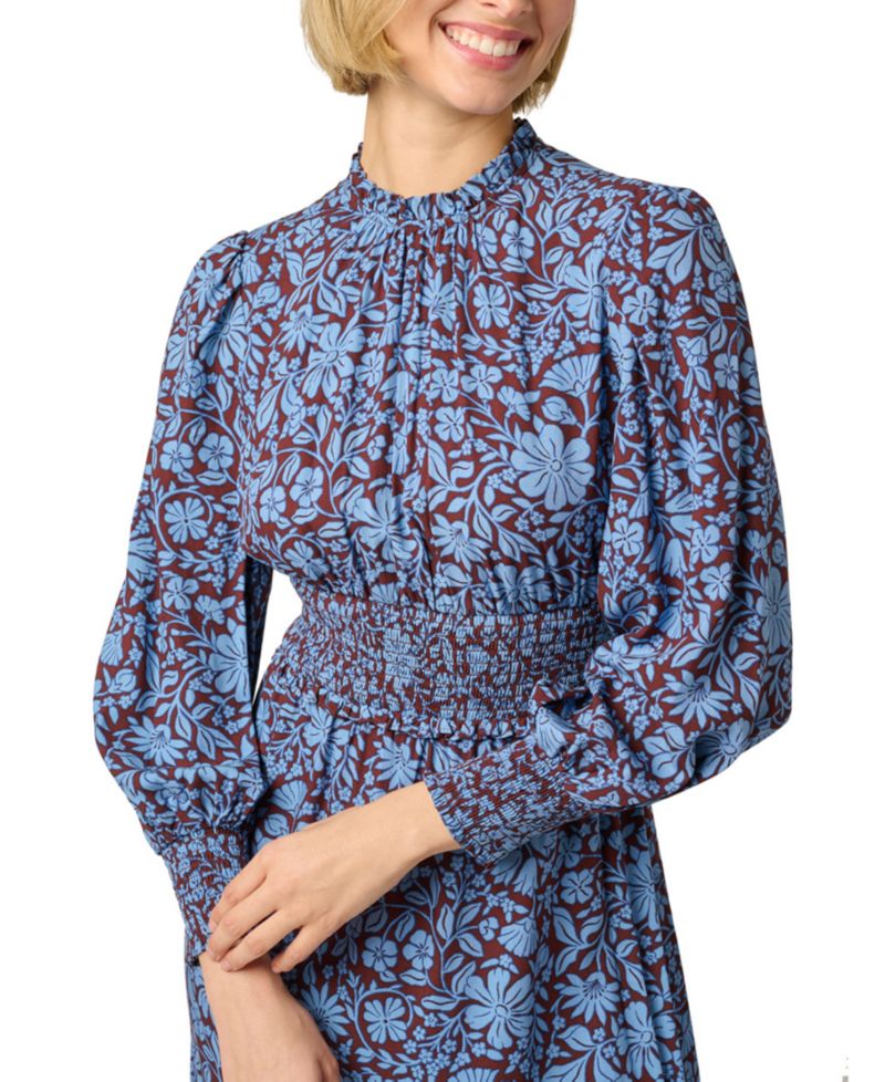 Women's Printed Smocked Midi Dress