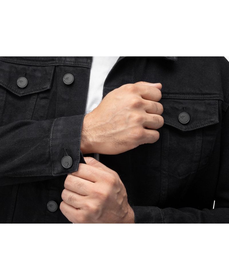 Men's Rhine Stone Graphic Back Denim Trucker Jacket