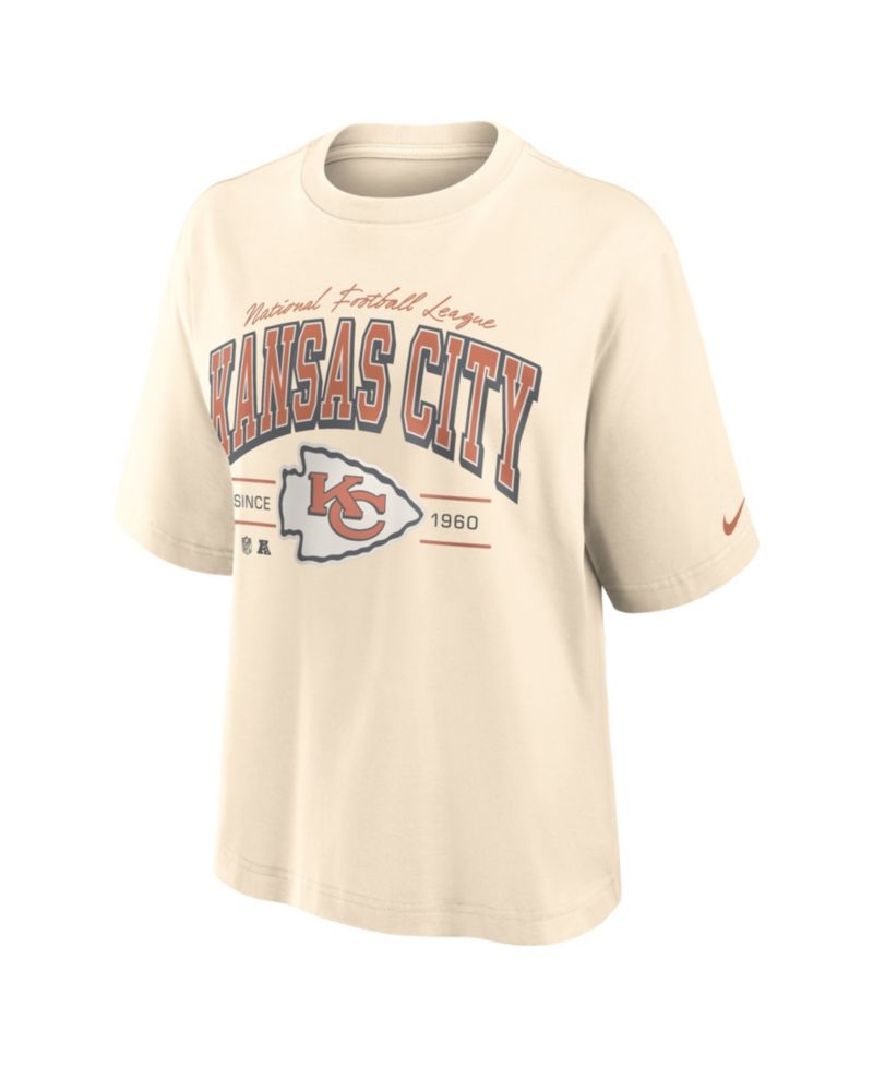 Women's Cream Kansas City Chiefs Vintage Mod Boxy T-Shirt