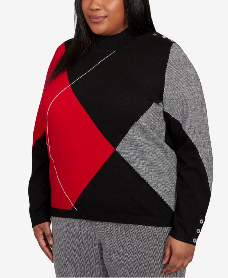 Plus Size Jet Setter Geometric Inner Two in One Sweater