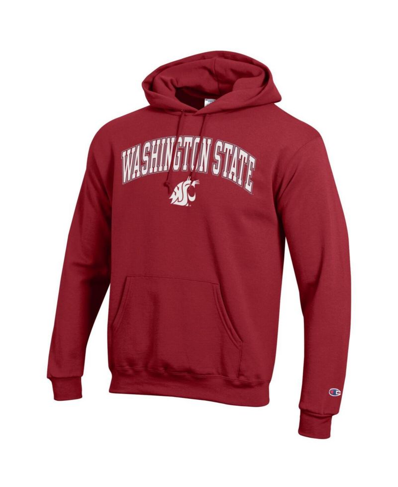 Men's Crimson Washington State Cougars Arched Logo Fleece Pullover Hoodie