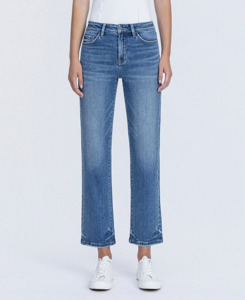 Women's High Rise Crop Straight Jeans