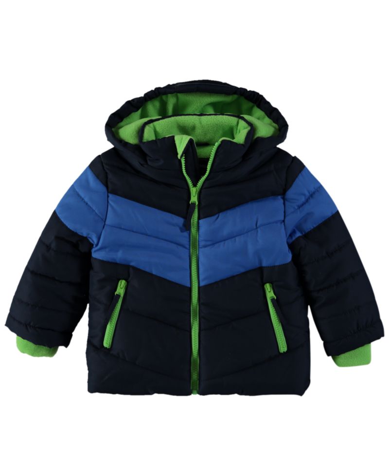 Baby Boys' Hooded Color-Block Jacket and Ski Bib, 3-Piece Set