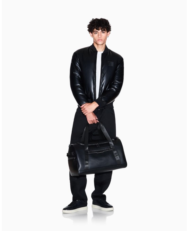 Men's Faux-Leather Bomber Jacket