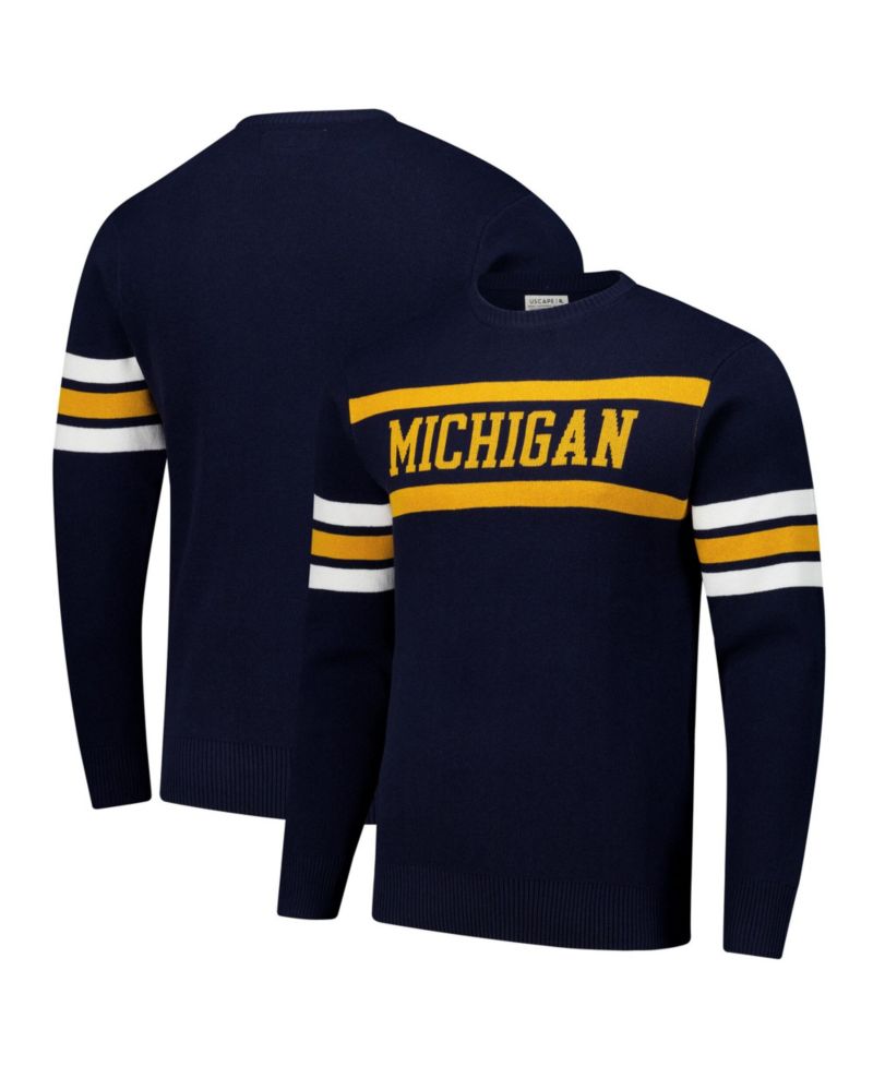 Men's and Women's Navy Michigan Wolverines Renew Knit Vintage Pullover Sweater