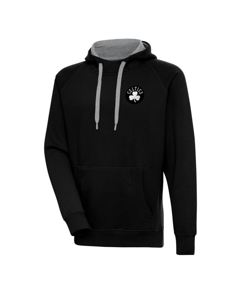 Men's Black Boston Celtics Metallic Logo Victory Raglan Pullover Hoodie