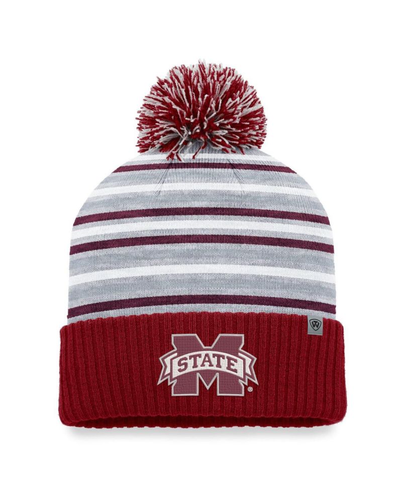Men's Maroon Mississippi State Bulldogs Dash Cuffed Knit Hat with Pom