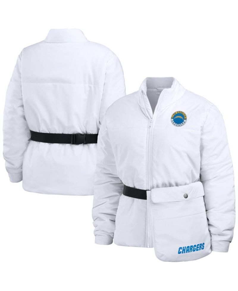 Women's White Los Angeles Chargers Packaway Full-Zip Puffer Jacket