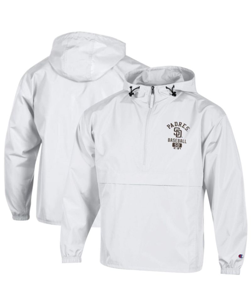 Men's White San Diego Padres Packable Windbreaker Half-Zip Jacket