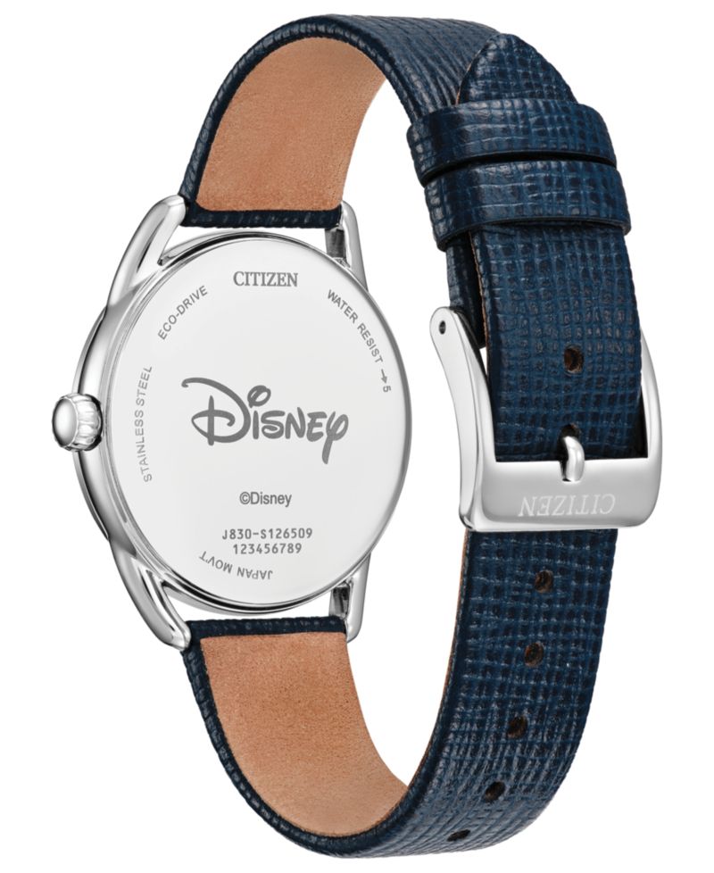 Women's Mickey and Minnie in Tandem Navy Leather Strap Watch 36mm