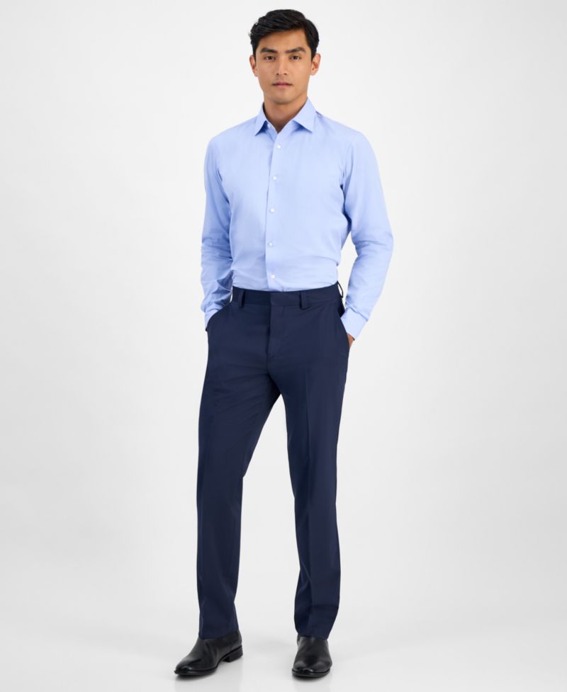 Men's Modern-Fit Solid Wool-Blend Suit Separate Pants