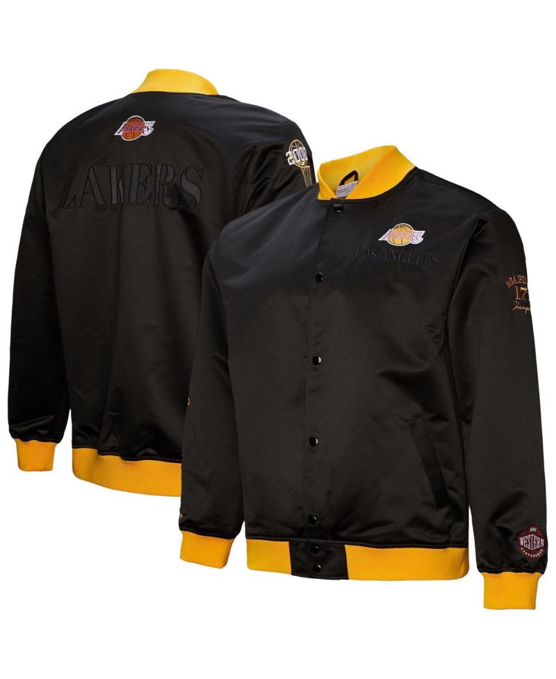 Men's Black Los Angeles Lakers Hardwood Classics Team OG 3.0 Lightweight Satin Full-Snap Jacket