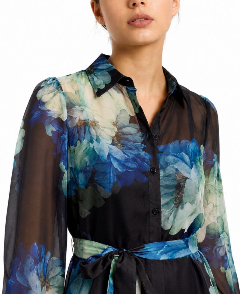 Women's Romy Floral-Print Midi Long-Sleeve Dress