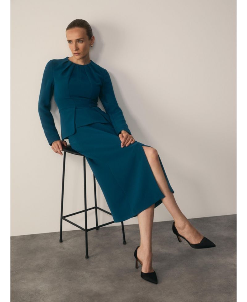 Women's Doppio Elaria Long-Sleeve Midi Peplum-Waist Dress