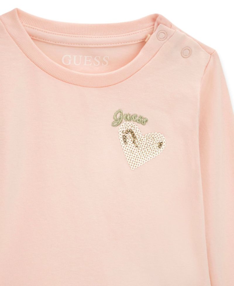 Baby Girls' Long-Sleeve Top and Knit Denim Pant, 2-Piece Set