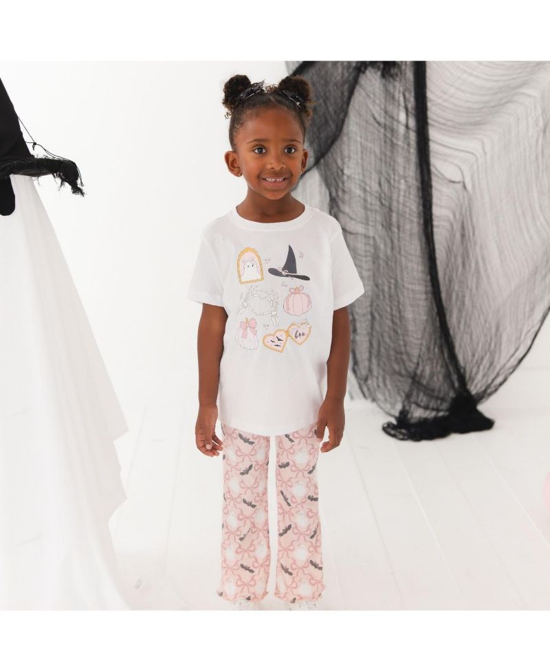 Little Girls Spooky Girlie Halloween Short Sleeve T-Shirt