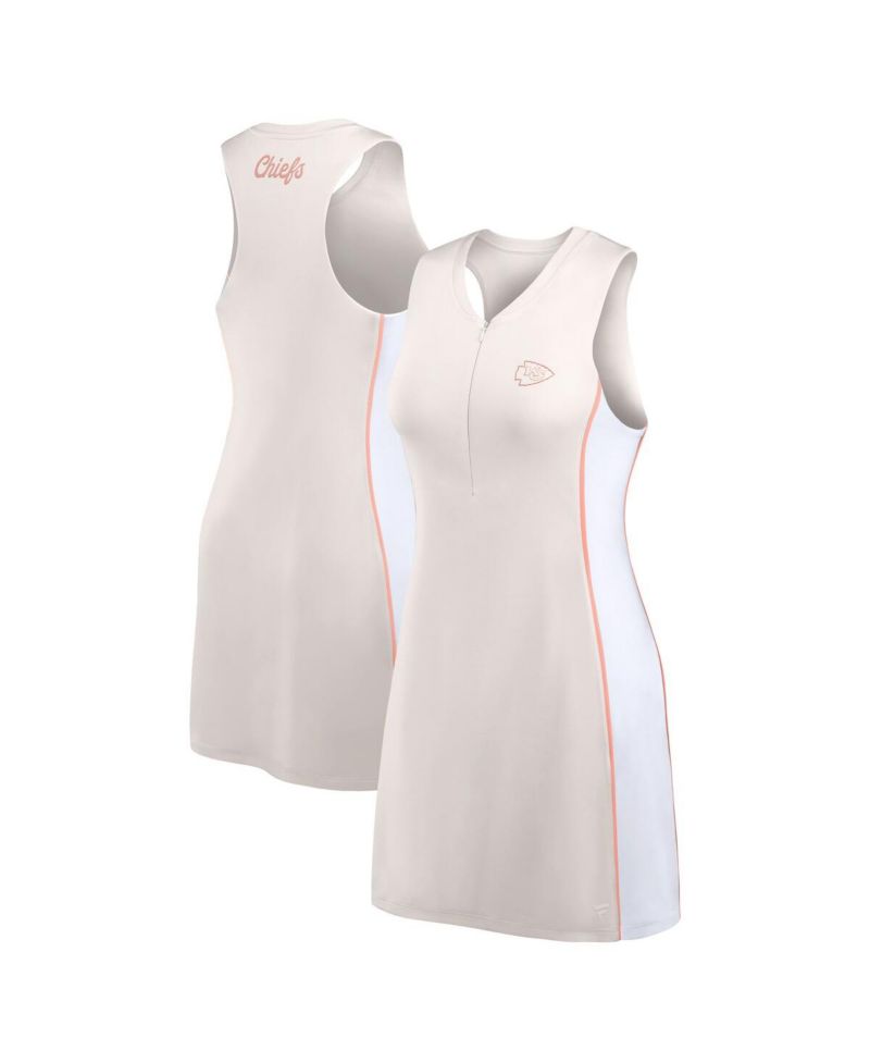 Women's Cream Kansas City Chiefs Studio Boost Athletic Half-Zip Dress