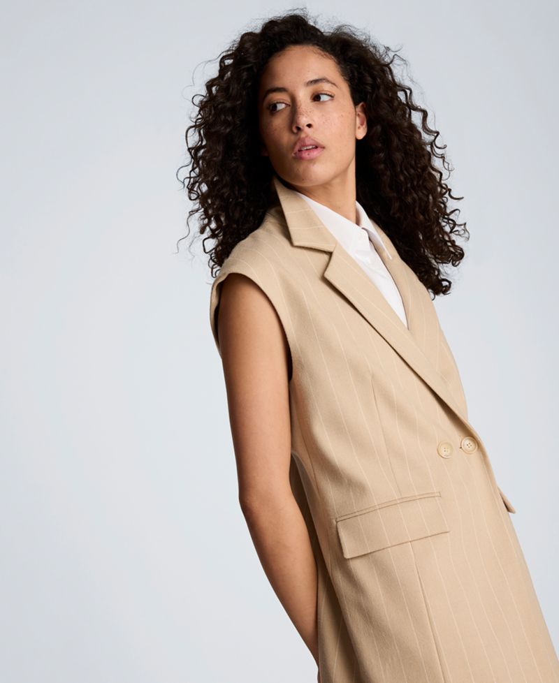 Women's Button-Front Vest Mini Dress with Faux Shirt