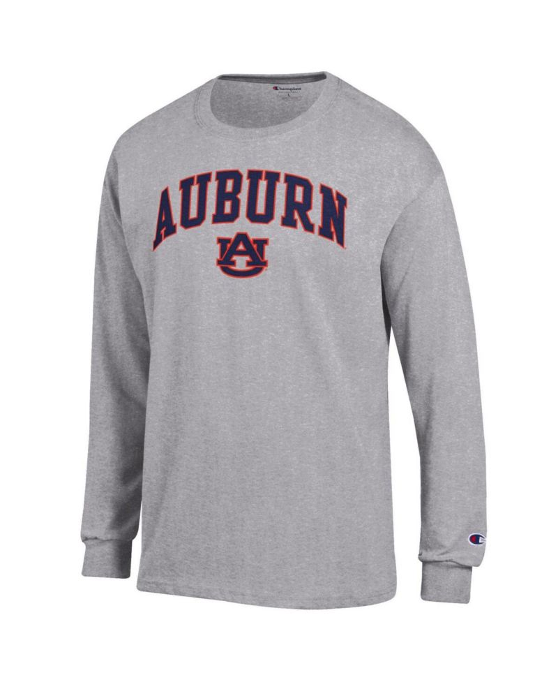 Men's Heather Gray Auburn Tigers Basic Arch Long Sleeve T-Shirt