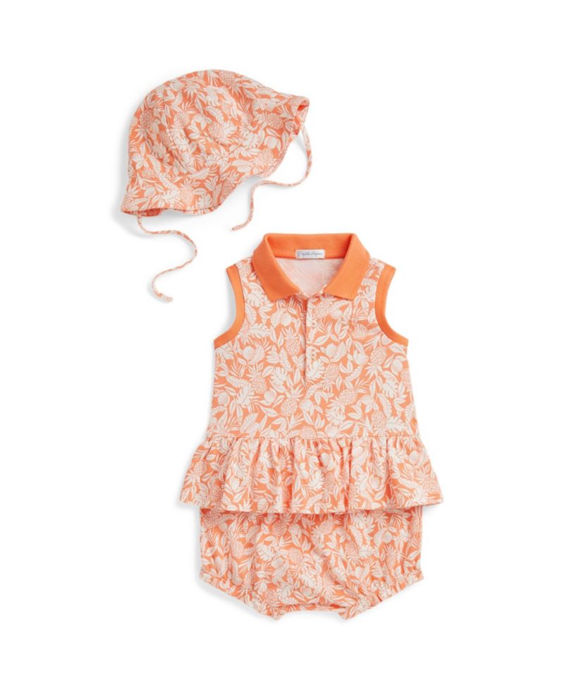 Baby Girls' Mesh Sleeveless Polo Shirt, Bloomer and Hat, 3-Piece Set