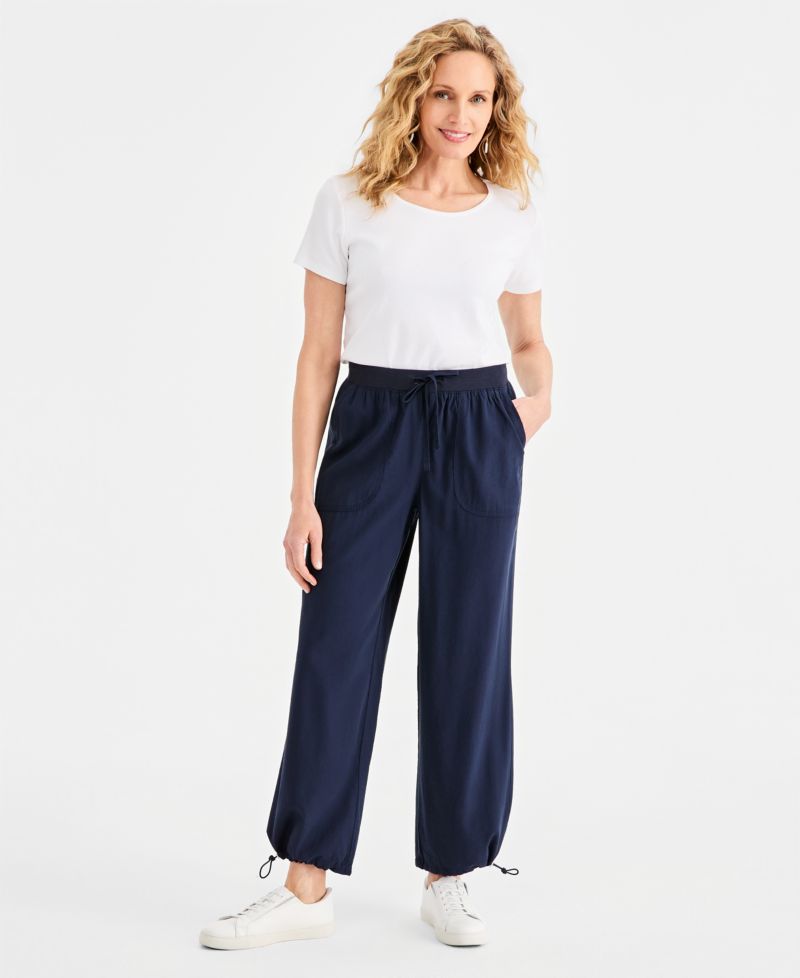 Petite Drapey Bungee Wide-Leg Pants