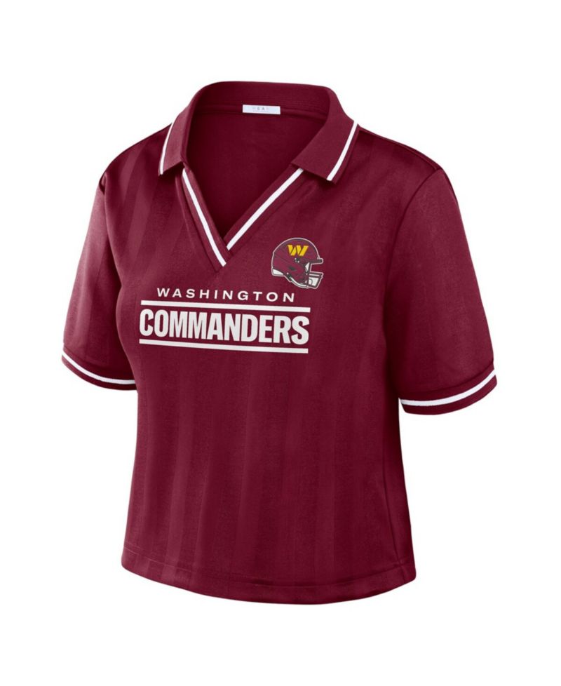 Women's Burgundy Washington Commanders Cropped Jersey Polo Shirt