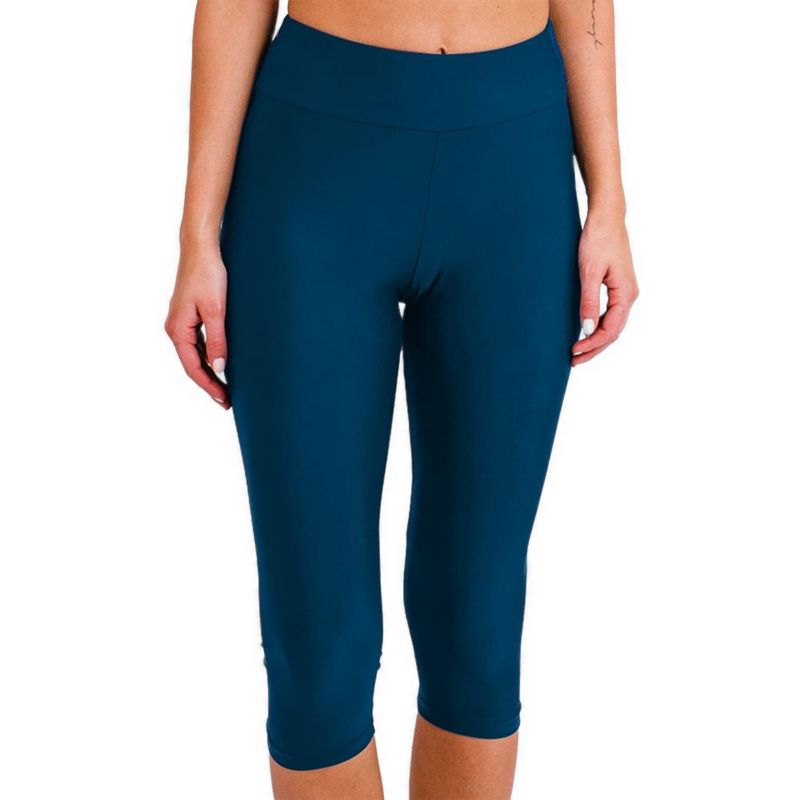 Women's High Waisted Chlorine Resistant Capri Swim Leggings