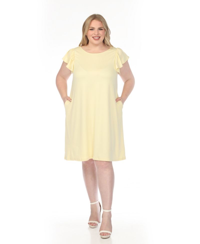 Plus Size Crew Neck Ruffle-Sleeve Dress