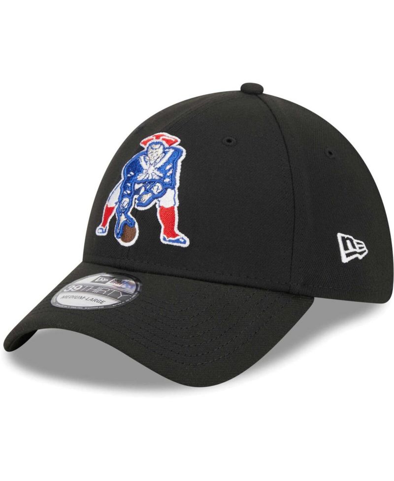 Men's Black New England Patriots Throwback Main 39THIRTY Flex Hat
