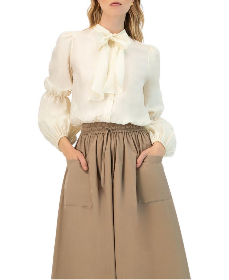 Women's Long Sleeve Blouse with Necktie