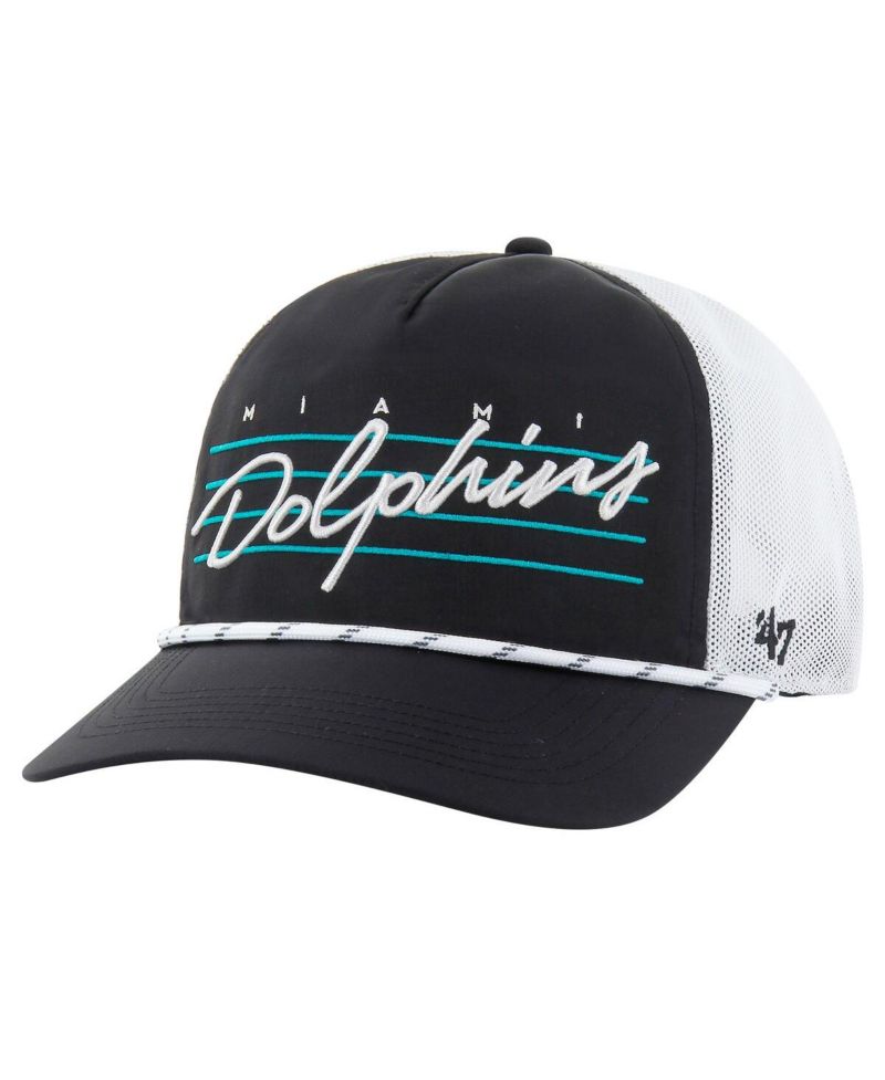 Men's Black/White Miami Dolphins Downburst Relaxed Hitch Trucker Adjustable Hat