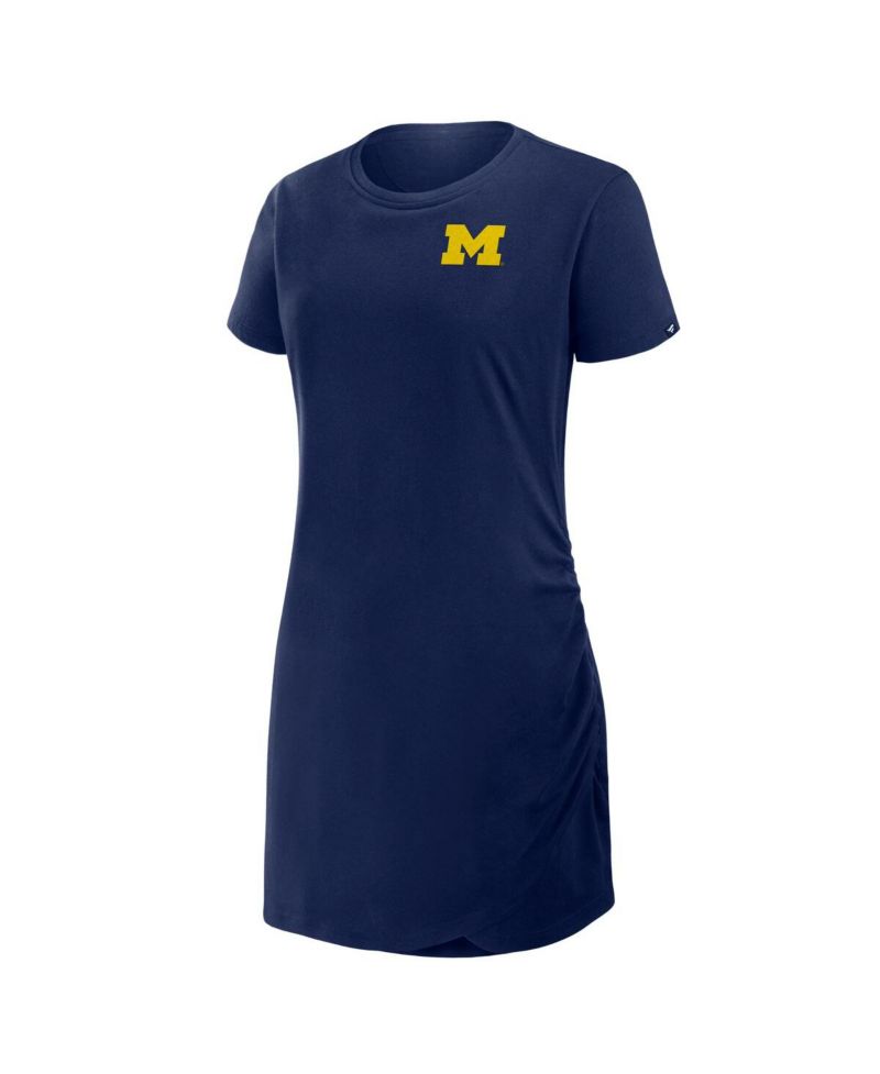 Women's Navy Michigan Wolverines Relaxed Fit Drape T-Shirt Dress