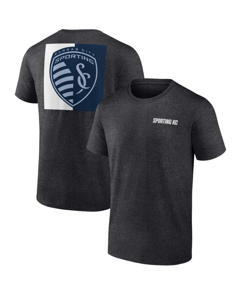 Men's Heather Charcoal Sporting Kansas City Iconic Blocked-Out T-Shirt