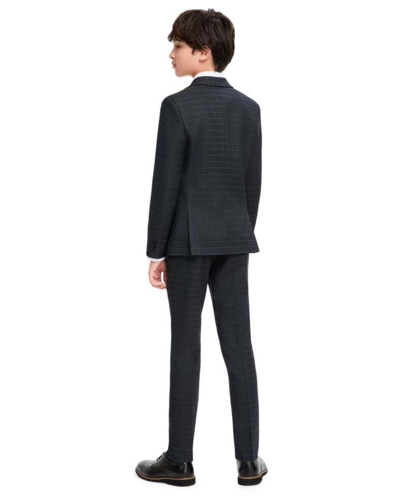 Boys' Window Slim Windowpane Plaid Blazer and Dress Pants, 2-Piece Set