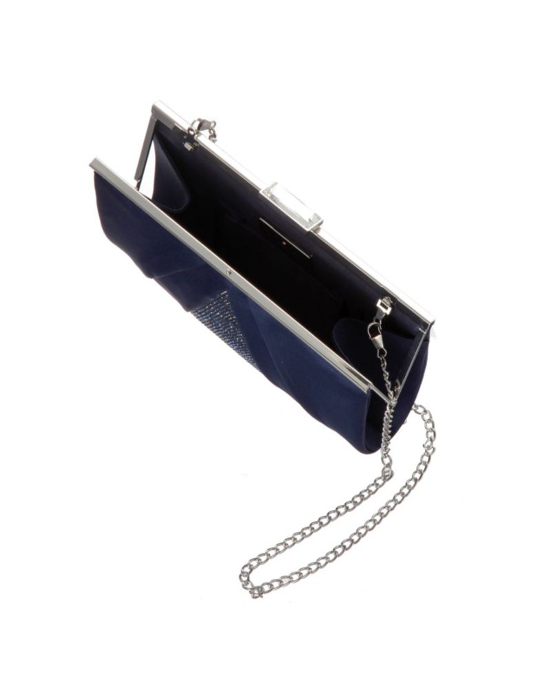 Women's Pleated Stain Crystal Frame Clutch