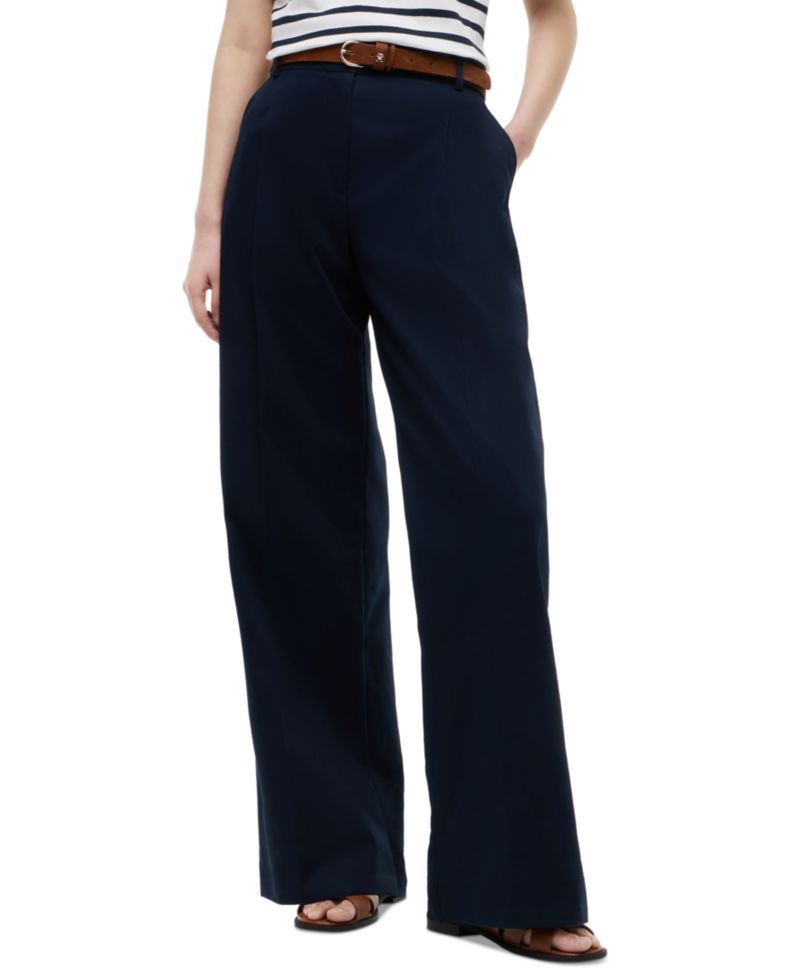 Women's Cotton Wide-Leg Chino Pants
