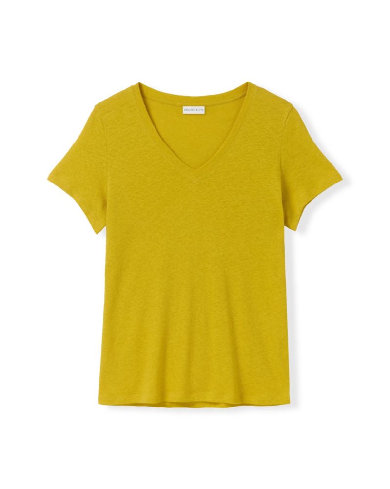 Women's Relaxed V-Neck Linen Blend T-Shirt