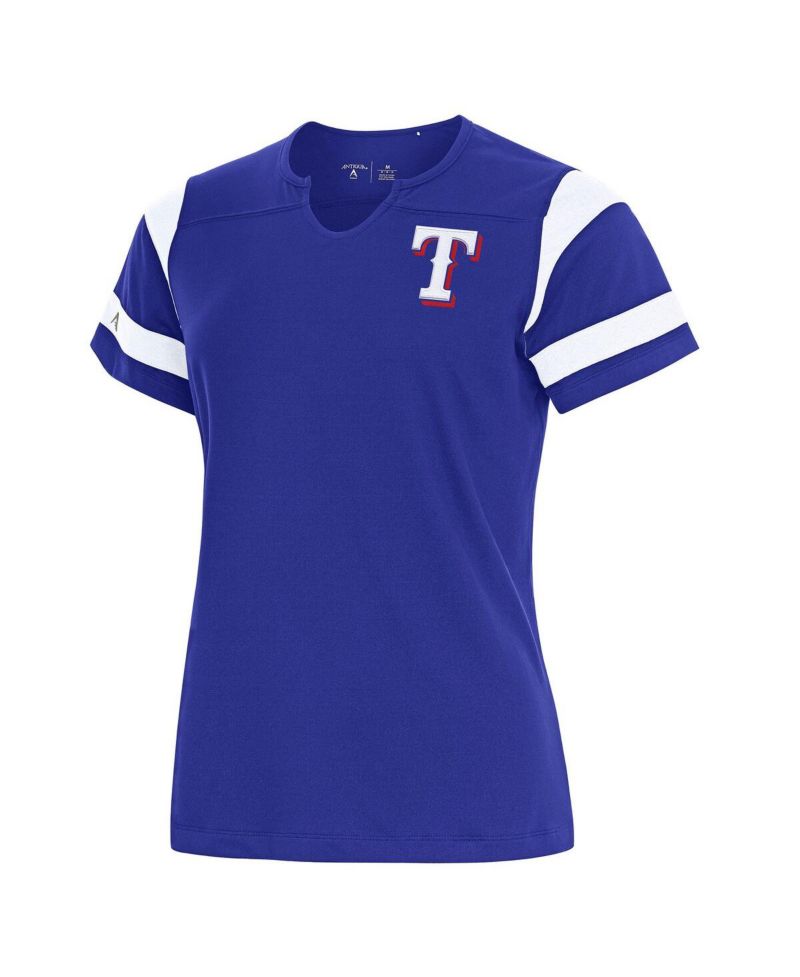 Women's Royal Texas Rangers Encounter Notch Neck Top